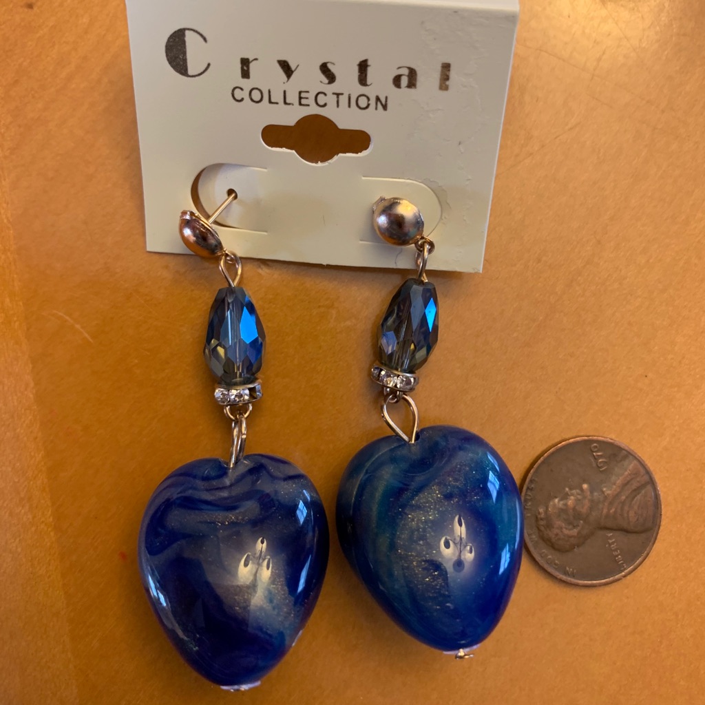 Crystal Collections Beautiful Blue Beaded Earrings. New.